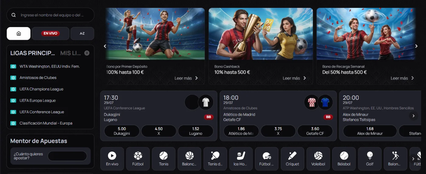 Apuestas Deportivas y eSports en Casinova