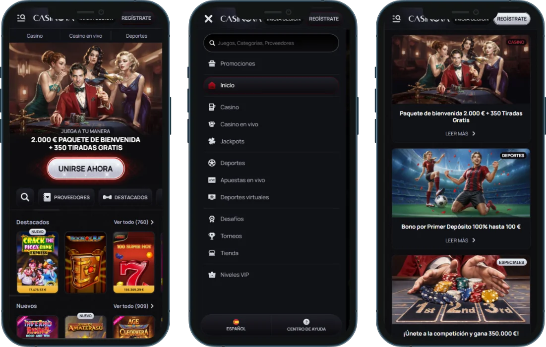 Casinova: Versión Móvil